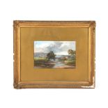 Property of a gentleman - English school, late 19th century - A FIGURE AND CATTLE BY A RIVER WITH