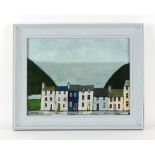Property of a gentleman - Gerald Grimes (1930-2011) - A ROW OF HOUSES WITH HILLS BEHIND - oil on