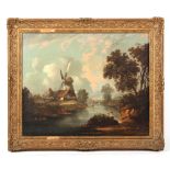 Property of a gentleman - late 18th / early 19th century - RIVER LANDSCAPE WITH FISHERMAN AND
