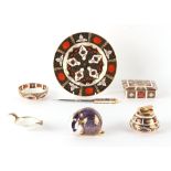 Property of a gentleman - a Royal Crown Derby imari pattern 1128 tea strainer & bowl; together