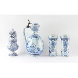 Property of a lady - a late 18th / early 19th century Dutch Delft blue & white ewer or jug, with