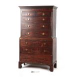 Property of a gentleman - a George III mahogany chest-on-chest or tallboy, with dentil cornice &