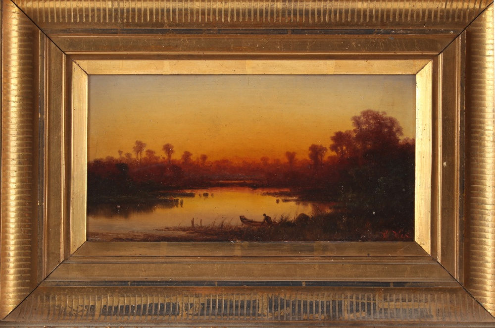 Property of a gentleman - Willibald Wex (1831-1892) - A FIGURE IN A PUNT ON A LAKE AT SUNSET - oil - Image 2 of 2