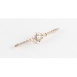 An early 20th century 15ct yellow gold diamond & pearl brooch, 51mm long.