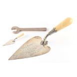 The Henry & Tricia Byrom Collection - a Victorian silver trowel with turned ivory handle, with