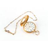 Property of a gentleman - a Victorian 18ct gold half hunter cased pocket watch, approximately 70.6