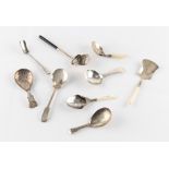 The Henry & Tricia Byrom Collection - a group of nine silver caddy spoons & other small spoons,