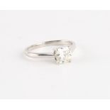 Property of a deceased estate - an 18ct white gold moissanite single stone ring, with cushion cut