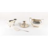 Property of a lady - four assorted silver items including a two handled sugar basin, a sauceboat and