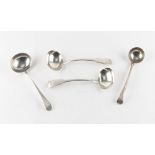 The Henry & Tricia Byrom Collection - a group of four Georgian silver sauce ladles including a