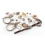 Property of a deceased estate - a bag containing assorted jewellery including three silver bangles.