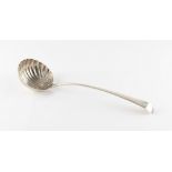 The Henry & Tricia Byrom Collection - a George III silver Old English pattern soup ladle with