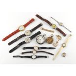 Property of a deceased estate - a quantity of watches including a silver pocket watch, an enamel