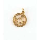 A 15ct yellow gold Masonic pendant, approximately 6.7 grams.