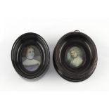 The Henry & Tricia Byrom Collection - two oval framed portrait miniatures on ivory depicting ladies,