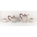 Property of a deceased estate - an early 20th century Art Deco silver four piece tea set, Stower &