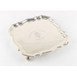 Property of a lady - an early 20th century silver waiter or salver, of square shield shape with