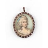 A collection of portrait miniatures - manner of George Engleheart - Miss Agnes Berry - oval, on