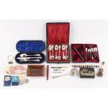 The Henry & Tricia Byrom Collection - a box containing assorted items including a tunbridgeware card