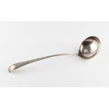 The Henry & Tricia Byrom Collection - a George III silver Old English thread pattern soup ladle,