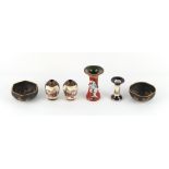 Property of a lady - a group of six small early 20th century Japanese pottery items including two