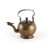 A bronze ewer with parrot mask spout, probably Chinese and 18th century, the lid hinge added