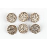 The Henry & Tricia Byrom Collection - a set of six late Victorian silver buttons, each decorated