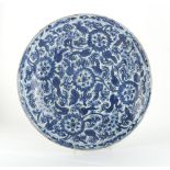 Property of a gentleman - a Chinese blue & white shallow dish, Kangxi period (1662-1722), painted