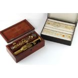 Property of a lady - a 19th century lacquered brass microscope, in fitted mahogany case (lid loose),