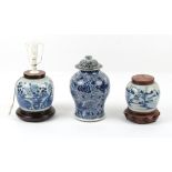 Property of a deceased estate - three Chinese blue & white jars, 18th century & later, one adapted