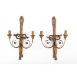 Property of a lady - a pair of late 19th / early 20th century carved giltwood ribbon & tassel twin