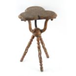 Property of a gentleman - a 19th century Indian Kashmir painted tripod table with loose trefoil top,