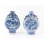 Property of a deceased estate - two late 19th century Chinese blue & white porcelain moon flasks,