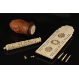 The Henry & Tricia Byrom Collection - a 19th century Chinese Canton carved ivory cribbage board,