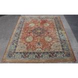 A large antique Tabriz carpet, 194 by 154ins. (492 by 391cms.).