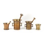 Property of a deceased estate - four bronze mortars and three pestles, 18th / 19th century, the