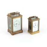 Property of a deceased estate - a late 19th century French brass corniche cased carriage clock,