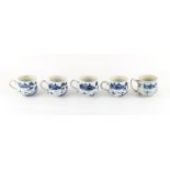 Property of a deceased estate - five 18th century Chinese blue & white exportware custard cups,