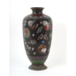 Property of a deceased estate - a late 19th / early 20th century Japanese cloisonne vase, with black
