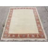 Property of a gentleman - a modern Nepalese woollen hand-knotted carpet, with cream ground, 138 by