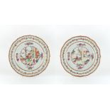 Property of a gentleman - a pair of Chinese famille rose large plates, 18th century, each painted