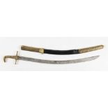 Property of a lady - an Ottoman or Indian shamshir, with mameluke type brass hilt, 28-inch (