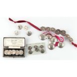 The Henry & Tricia Byrom Collection - five sets of silver buttons (7,6,6,5,4), various designs