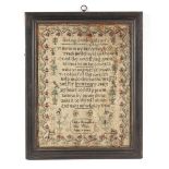 Property of a gentleman - a late 18th / early 19th century verse sampler, in glazed frame, 18.75