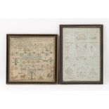 Property of a lady - an early 19th century named & dated sampler, in glazed Hogarth frame, 14 by