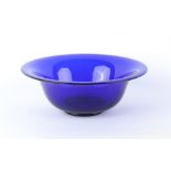 Property of a lady - a Victorian 'Bristol' blue glass wash bowl, 10.7ins. (27cms.) diameter.