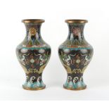 Property of a lady - a pair of late 19th century Chinese cloisonne baluster vases, each decorated
