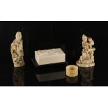 Property of a lady - a late 19th / early 20th century Japanese ivory rectangular box, the cover