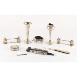 Property of a lady - a mixed lot of silver mounted items including a novelty pig nail brush,