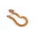 Property of a deceased estate - a 9ct gold fancy chain bracelet with heart shaped clasp,